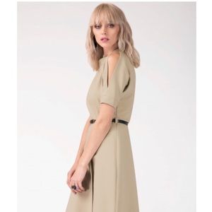 Closet Beige A-line Open Shoulder Dress